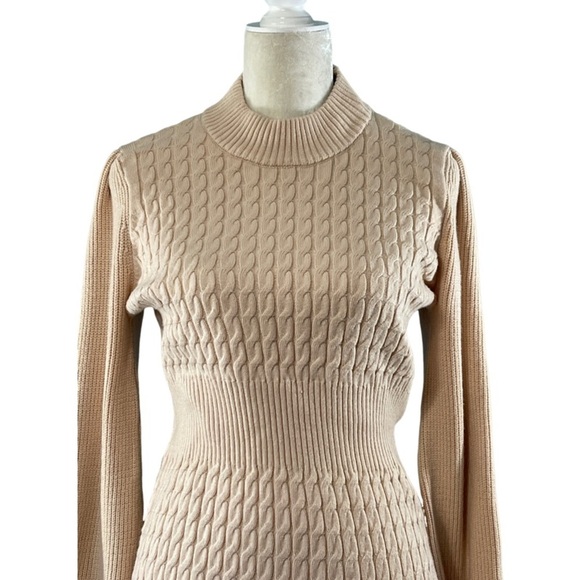 Anthropologie Flat White Ruffled Sweater Mini Dress Size L Cream - Picture 4 of 11